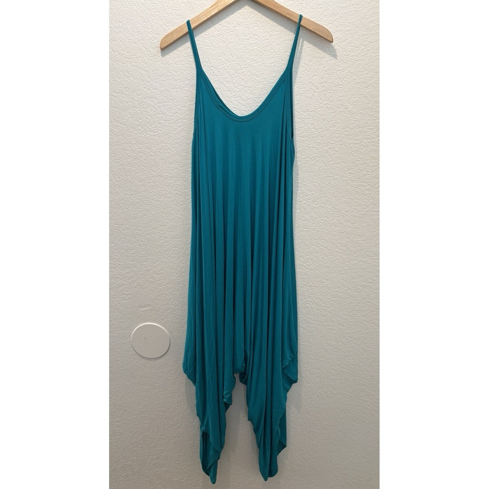 Vintage Sleeveless Baggy Loose Fit Flowy Harem Leg Jumpsuit Womens Large Blue - Picture 2 of 12